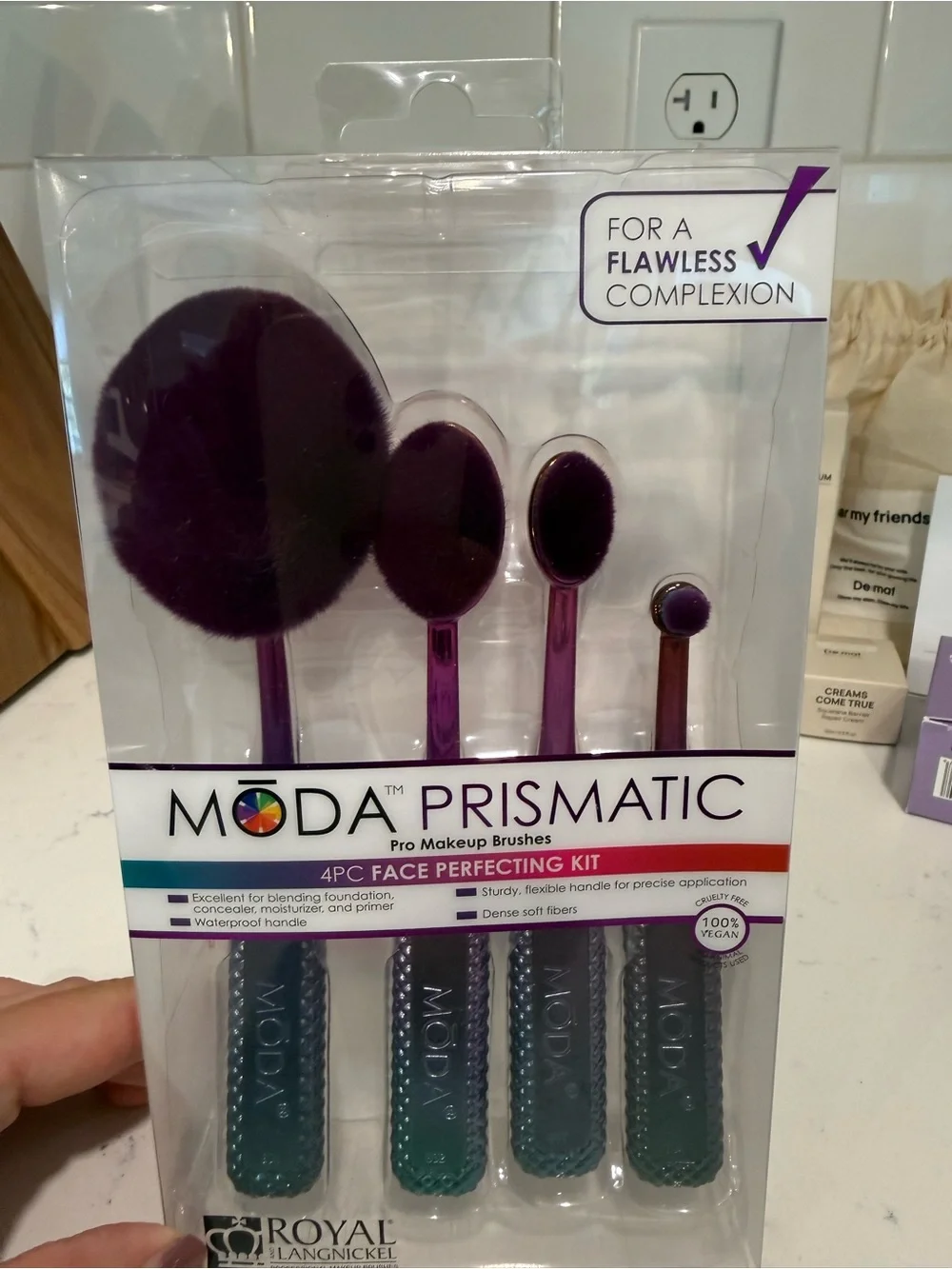 Beauty & Skincare Bundle with Purple Iridescent Makeup Brushes
